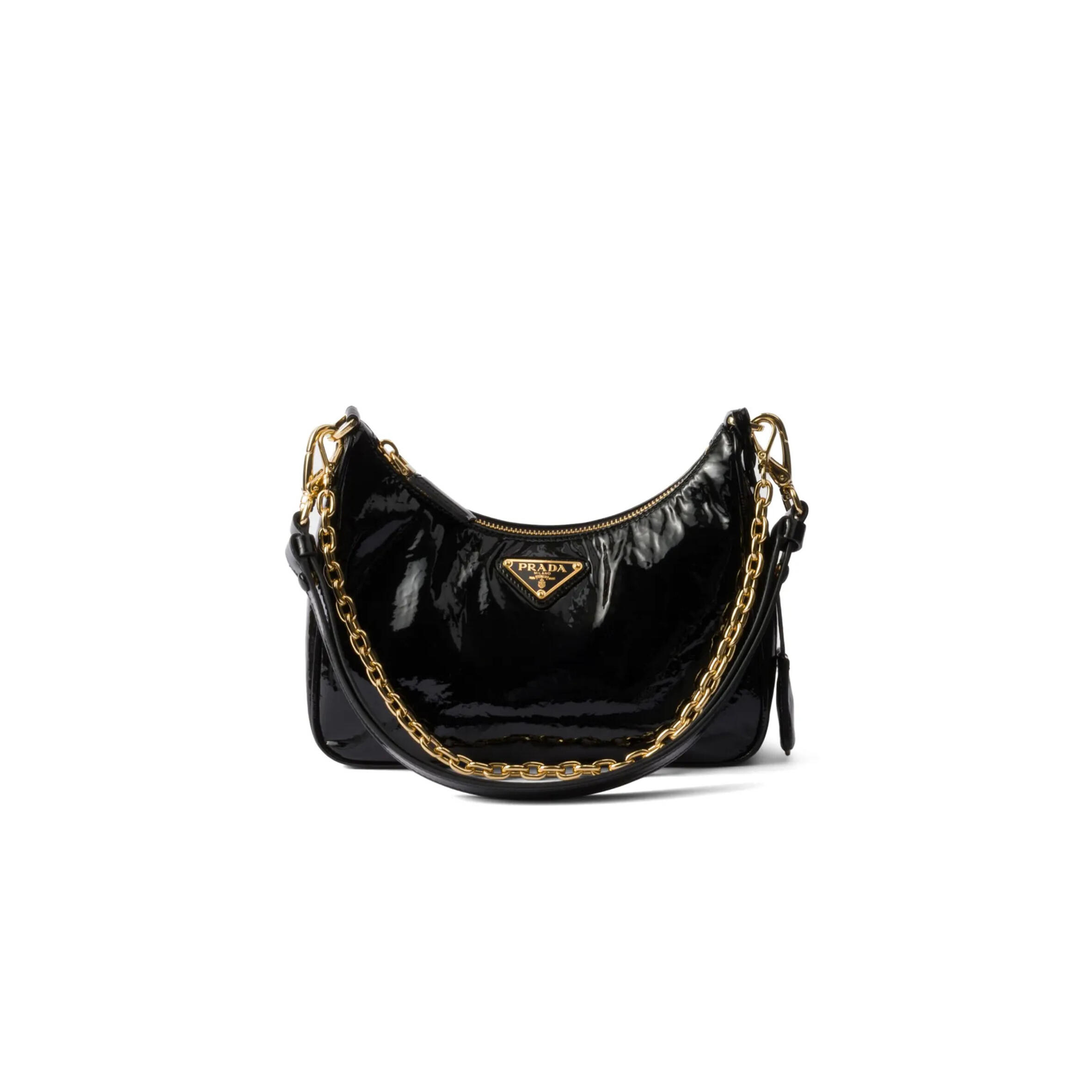 PRADA RE-EDITION MINI NAPLAK PATENT LEATHER BAG 1BC204 (22*18*6cm)